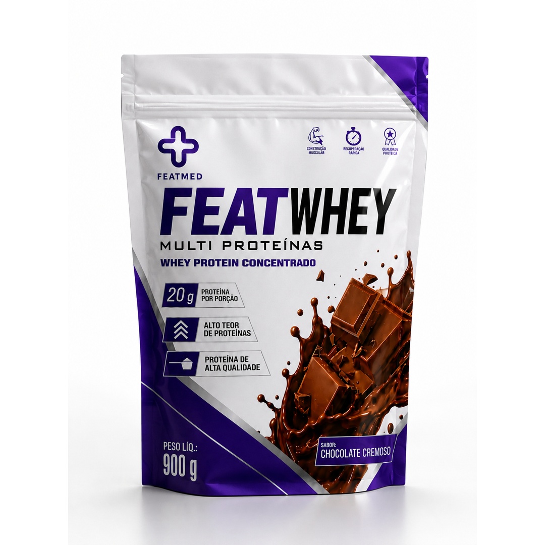 FeatWey Concentrado Whey Protein Chocolate Cremoso 900g