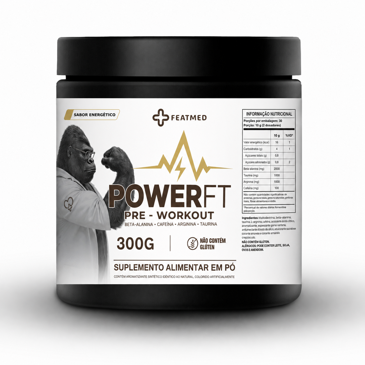 PowerFT Pré-Workout Sabor Energético 300g